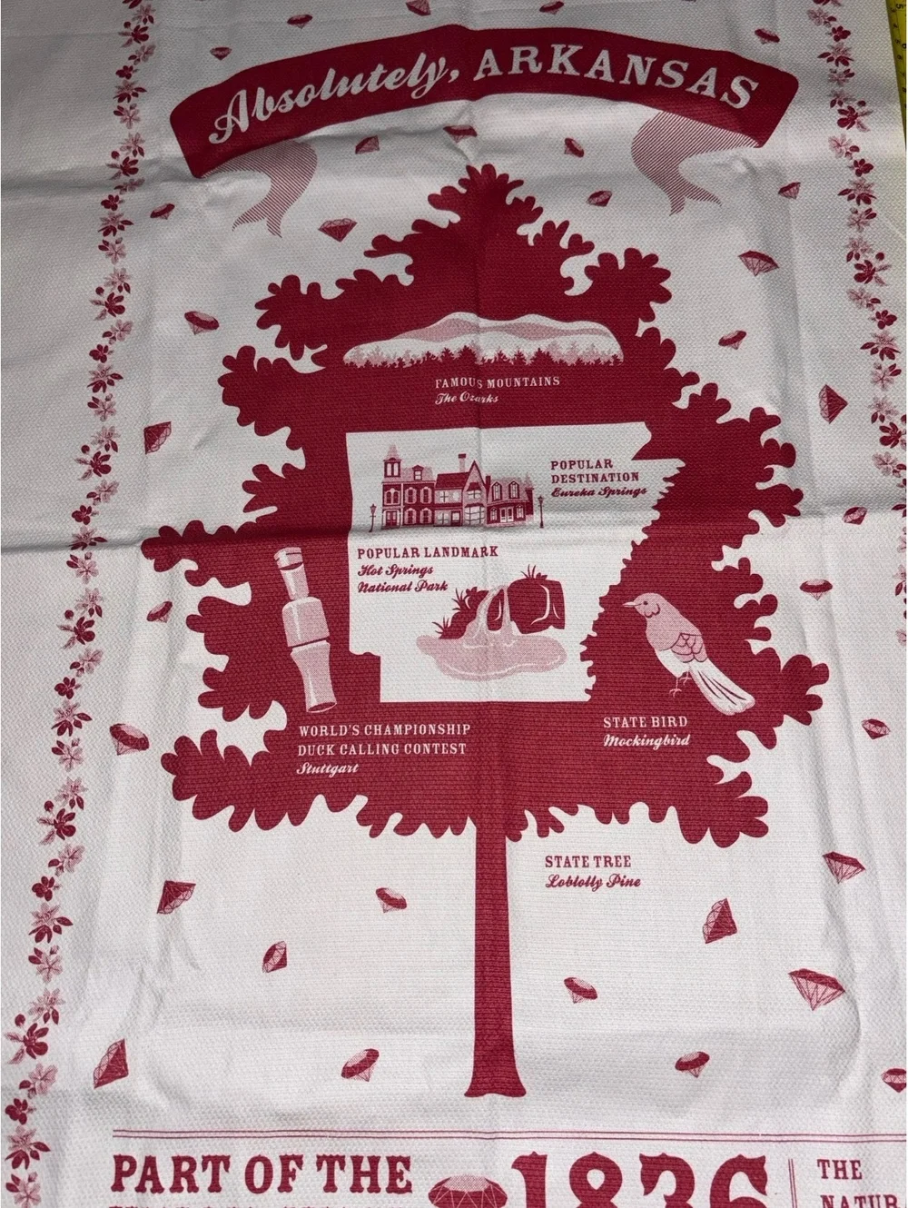 NWOT Vestiges Inc Arkansas State Souvenir Tea Towel Cotton Pique Dish Cloth d8